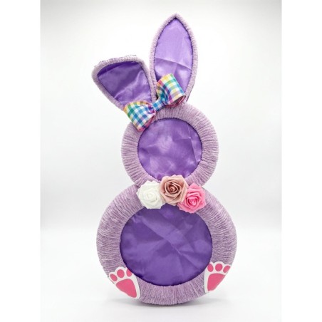 Lavender Easter Bunny Door Hanger, Spring Floral Wreath, Pastel Wall Hanging