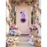 Lavender Easter Bunny Door Hanger, Spring Floral Wreath, Pastel Wall Hanging