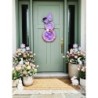 Lavender Easter Bunny Door Hanger, Spring Floral Wreath, Pastel Wall Hanging