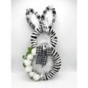 28" Black White Striped Bunny Wreath: Farmhouse Easter Door Hanger, Spring Decor