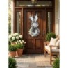 28" Black White Striped Bunny Wreath: Farmhouse Easter Door Hanger, Spring Decor