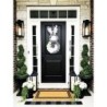 28" Black White Striped Bunny Wreath: Farmhouse Easter Door Hanger, Spring Decor
