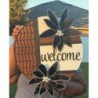 Geometric Welcome Sign – Black Velvet Poinsettia, Modern Farmhouse Decor