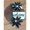 Geometric Welcome Sign – Black Velvet Poinsettia, Modern Farmhouse Decor