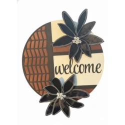 Geometric Welcome Sign – Black Velvet Poinsettia, Modern Farmhouse Decor
