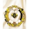 Bee Wreath Yellow Black White Spring Front Door Decor Bumble Bee