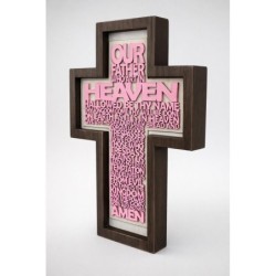 Lord’s Prayer Wooden Wall Cross – Christian Home Blessing, Religious Gift, Faith Wall Art (pink)