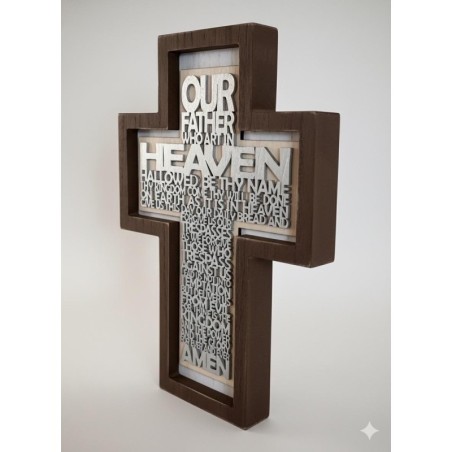Lord’s Prayer Wooden Wall Cross – Christian Home Blessing, Religious Gift, Faith Wall Art