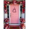 Red and White Heart Wreath with LOVE Sign – Handmade Valentine Door Decor