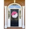 24" Pink & White Breast Cancer Awareness Mesh Wreath – Handmade Front Door Décor