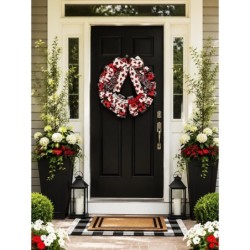 Ladybug Wreath for Front Door | Spring Summer Wreath | Red Black White Garden Door Decor | Whimsical Handmade Porch Wreath
