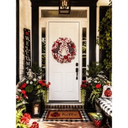 Ladybug Wreath for Front Door | Spring Summer Wreath | Red Black White Garden Door Decor | Whimsical Handmade Porch Wreath