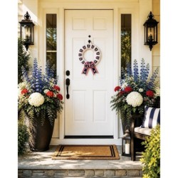Patriotic Wreath Red White Blue Front Door Decor Americana July 4th