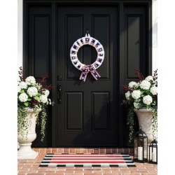 Patriotic Wreath Red White Blue Front Door Decor Americana July 4th