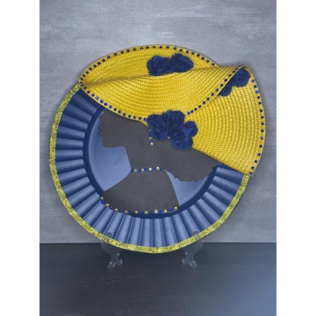 Blue & Gold Glam Charger Plate: 13" Decorative Tablescape Centerpiece