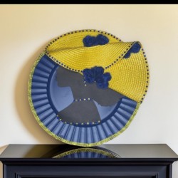 Blue & Gold Glam Charger Plate: 13" Decorative Tablescape Centerpiece