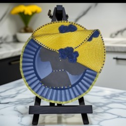 Blue & Gold Glam Charger Plate: 13" Decorative Tablescape Centerpiece