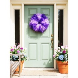 24 Inch Purple Mesh Door Wreath – Handmade Fluffy Front Door Decor