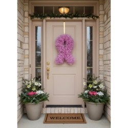 Pink Breast Cancer Ribbon Wreath – Awareness Door Decor, October Support Wreath