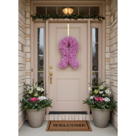 Pink Breast Cancer Ribbon Wreath – Awareness Door Decor, October Support Wreath