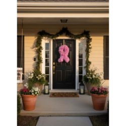 Pink Breast Cancer Ribbon Wreath – Awareness Door Decor, October Support Wreath