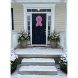 Pink Breast Cancer Ribbon Wreath – Awareness Door Decor, October Support Wreath